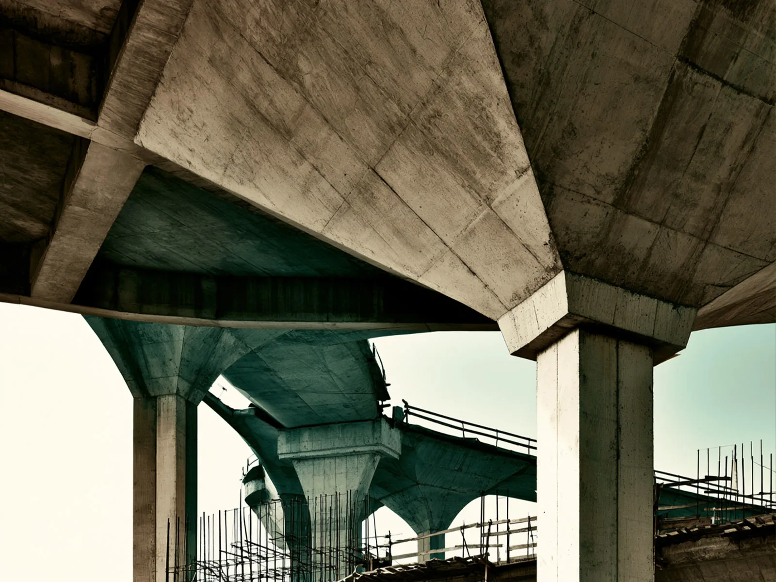 Close-up structural concrete detailing on a building