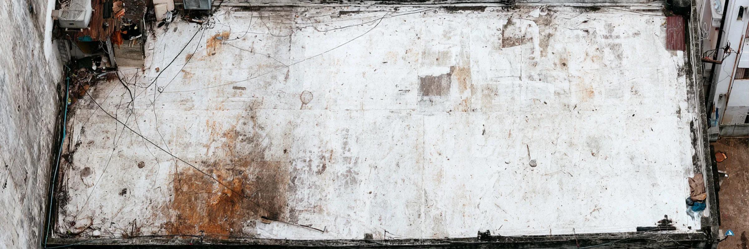 A residential terrace surface, representative of the exposed horizontal surfaces treated in terrace waterproofing